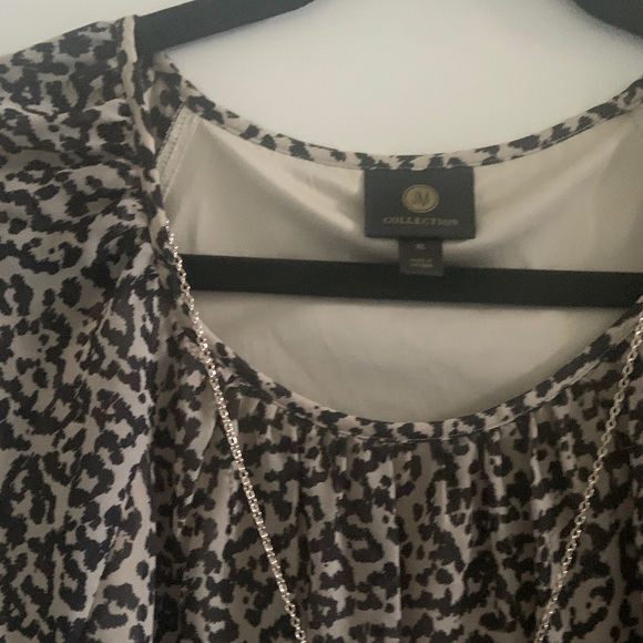 JM Collection Black and Gray Patterned Blouse - Picture 5 of 5